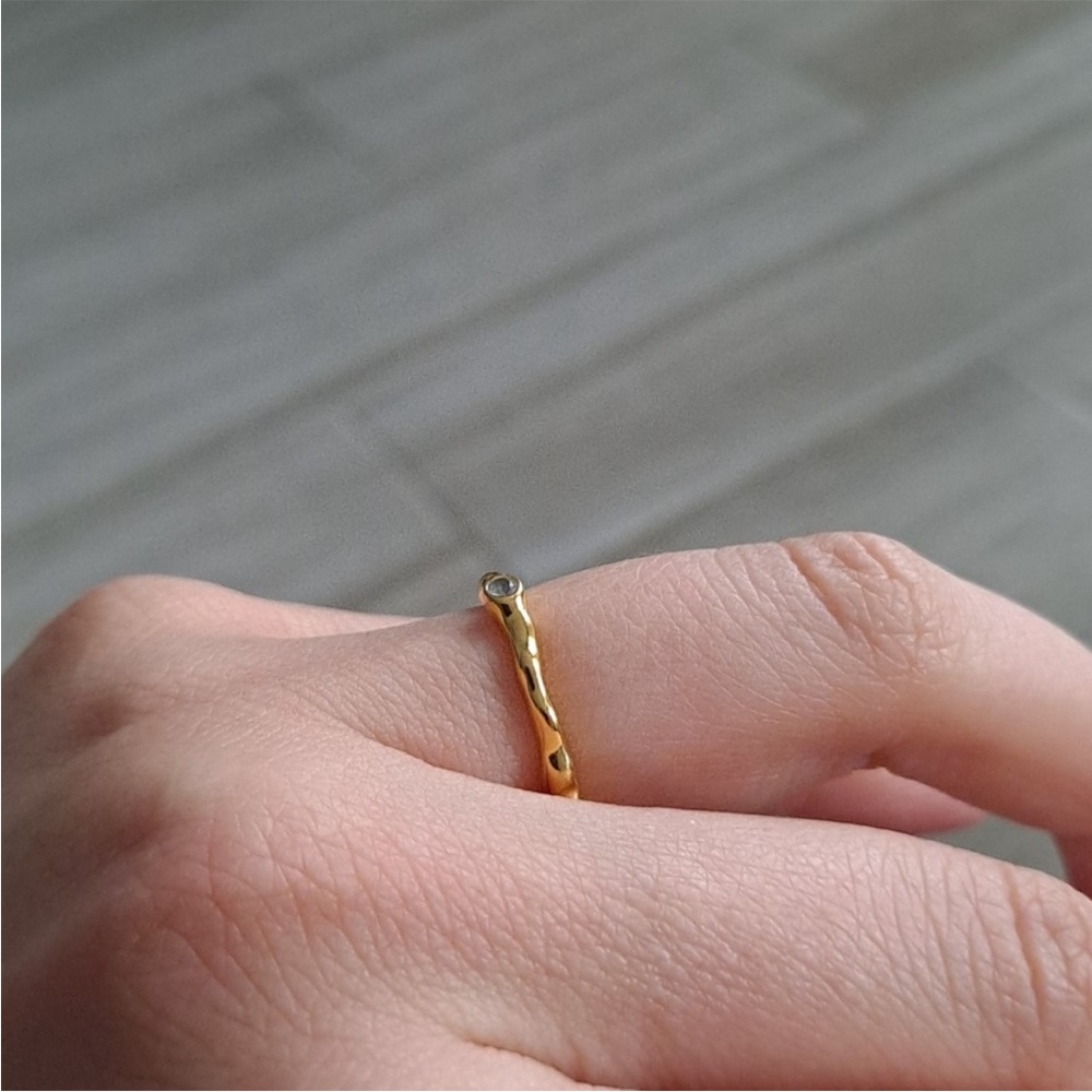 MONICA VINADER 925 sterling silver Gold Vermeil Siren organic wave topaz ring - Picture 7 of 13